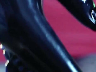 Sexy MILF with Big Natural Body Teasing in Latex Catsuit, Free Porn XXX Rubber Video