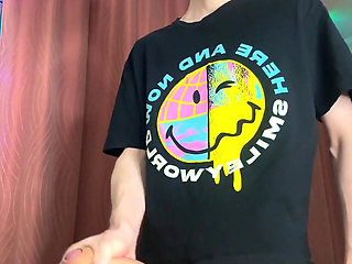 Skinny Twink Student Making a Huge Messy Cum Puddle