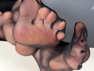 The More You Sniff the Weaker You Get! - Pantyhose Domination with Foot Worship and Jerk off Instruction with Miss Adrastea