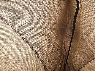 Black Pantyhose Back View Pussy Asshole Tease