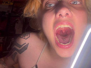 Goth Girl No Makeup Mouth Tour! Tongue Teeth