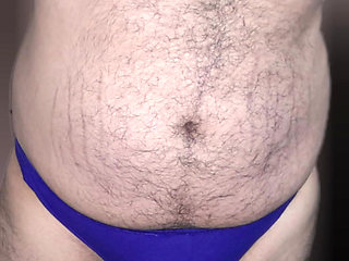 Nice Cum in Blue Thong