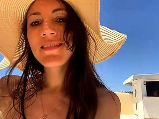 Sexy brunette teen outdoor masturbation