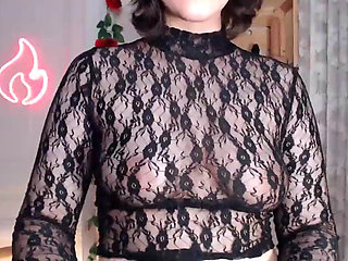 Brunette in Sexy Tight Lace Top