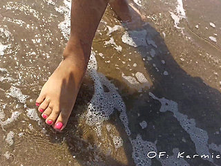 Foot fetish. My wife showing her bare feet on the beach