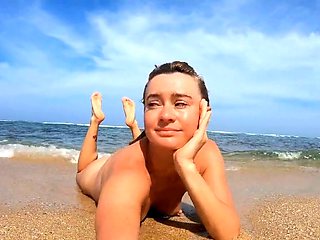 Blonde Babe's Naked Swim in the Ocean