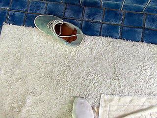 Lucky brunette gets pounded hard in the bathroom