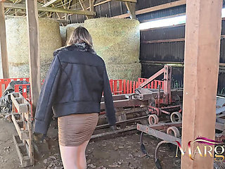 Farm Threesome with Stepson & Neighbor: Rough Sex, Blowjob & Creampie for Hot MILF