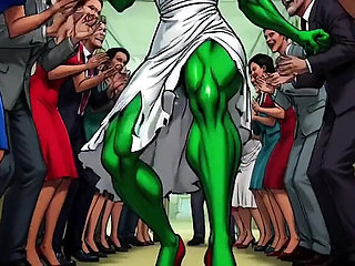 Slutty She-Hulk Nude Cartoon Lesbian Fuck with Muscular MILF in HD