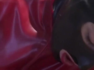 Latex Danielle try first blowjob