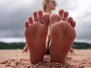 Worship My Feet on Public Beach and Get My Permission to Cum