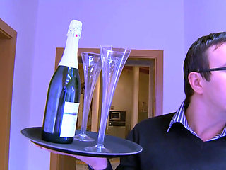 Sexy blonde babe seduces guy with big dick and fucks