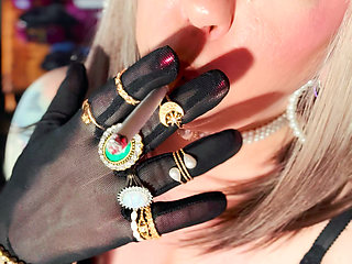 Nylon British Mature Tina Snua Smoking A Cigarette In Nylon Elbow Gloves & Jewellery - Smoker OMI OME Snap Inhale Drifting