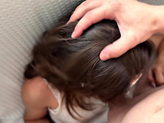 Intense Deepthroat Gagging Blowjob on the Sofa