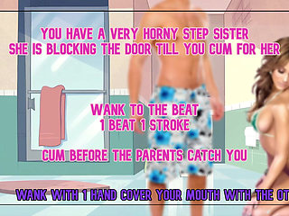 AUDIO ONLY - Your horny Step Sister wont let you leave the restroom till you cum for her