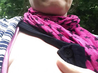 Public titty play with Rachel Wriggler as she walks though woodland caressing and squeezing her gorgeous puffy nippled tits