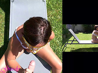 Beautiful MILF in Sexy White Lingerie Gets Fucked Doggystyle Outside and Cums on Her Big Ass