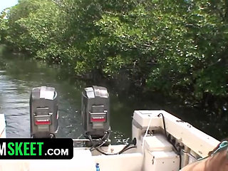 This Girl Sucks - Petite teen strips off her clothes and sucks on her guy friends cock by the dock