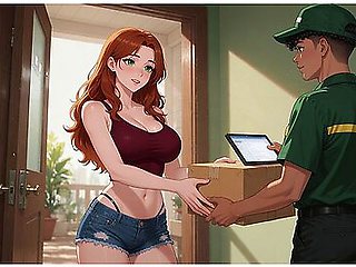18-year-old Male Courier Delivered A Package And Satisfied A Horny Redhead Woman