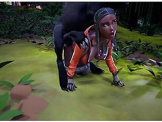 Car Toon In Michigan Dogman Breeds Ebony Milf On Hike Monster Big Cock 3d