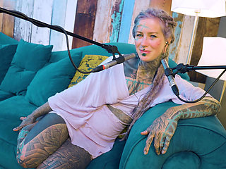 I talk about B - Bordem - ASMR podcast SFW talking goth skinny girl dreadlocks tattoo model inked girl