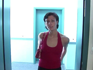 Fit Brunette Comes to See the Apartment and Likes the Balcony the Most