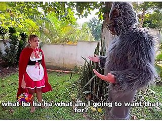 Little Red Riding Hood Lost A Fruit From Her Basket And Is Looking For It In The Wolfs Pants
