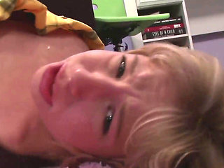 Hot blonde woman Chastity Lynn working hard to get the cumshor