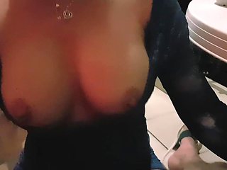 Busty Blonde Latina Mom Helps Stepson Outdoors On Balcony while Husband cant see her