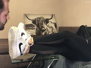 Dirty White Sneaker Worship - Valeria Night (Side View)