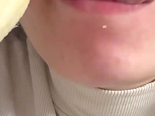 Giantess Stepmom Eats a Banana but Sees