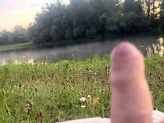 Playing in the morning at a public lake