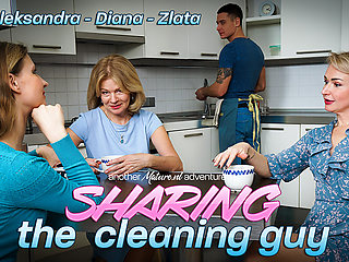 One Lucky Guy Getting Fucked And Shared By Three Hot Milfs Who Suck And Fuck Him Dry