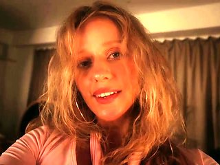 Sexy Blonde Babe With Big Boobs Strips Bra