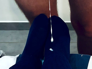 My blue and white layered socks get all the attention