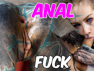 Anal loving Tattooed Hippie ANAL Fuck with Dildo and Real Big Dick