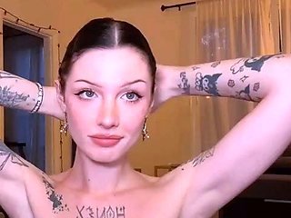 Amateur young brunette enjoys dildo on solo masturbation