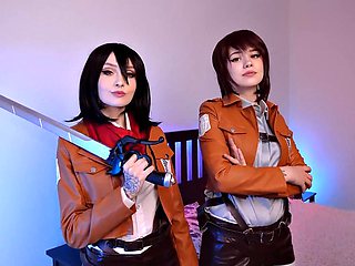 Mikasa, Sasha and Historia Pound Dripping Wet Pussies with Fingers and Devour Cunnilingus to a
