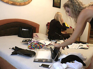 Cum 2 Anita: Hot Babe in Leather Dress with High Heels Strips and Teases