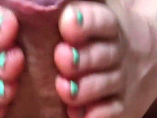Blue Toes Footjob