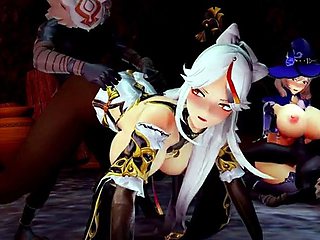 Genshin Impact - Beido Lisa Ningguang Gangbang Sex