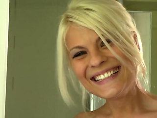 Sexy Blonde Girl with Beautiful Tits Sucks Big Cock and Then Gets Fucked Doggy Hard