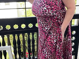 Stunning Aunty Sandra in Black Stockings and Girdle - Big Tits Amateur Solo