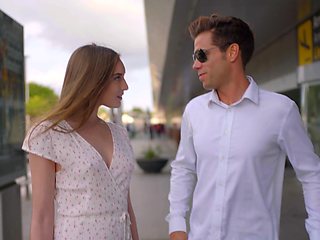 Vika & Alberto: Brunette babe with natural tits