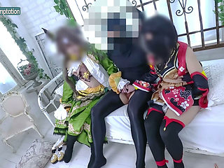 Cosplay Adult Woman Threesome Sex with Two Partners Group Scene