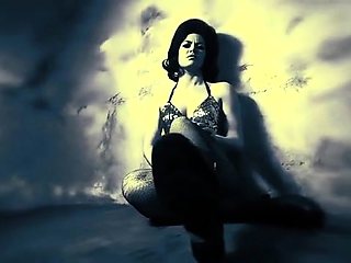 Sexy brunette babe with big cock jerking in solo