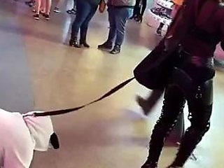 PLATINUM'S PATHETIC PET PUBLIC MUTT CRAWL FemDom