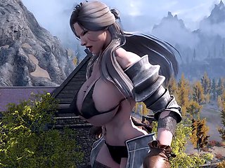 Skyrim mod, giantess feet, muscle girl