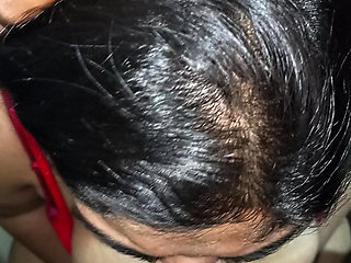 Desi wife in red night dress gives sloppy blowjob & gets hard fuck by husband