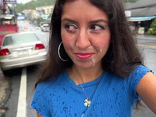 Step Sister Lost the Game and had to Go Outside with Cum on Her Face - Cumwalk